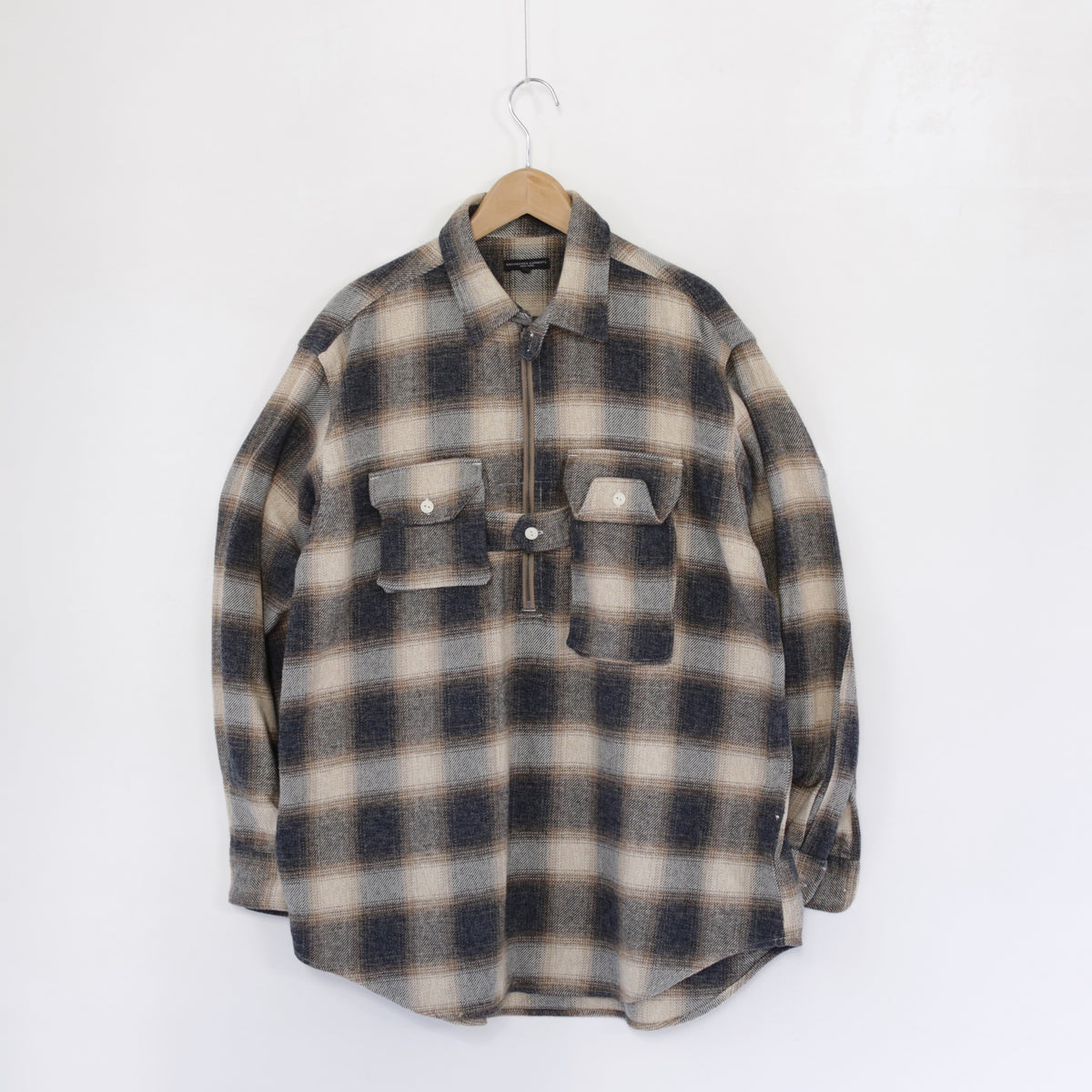 Binocular Shirt - Cotton Heavy Shadow Plaid Flannel｜Khaki