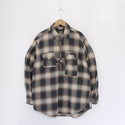 Binocular Shirt - Cotton Heavy Shadow Plaid Flannel｜Khaki