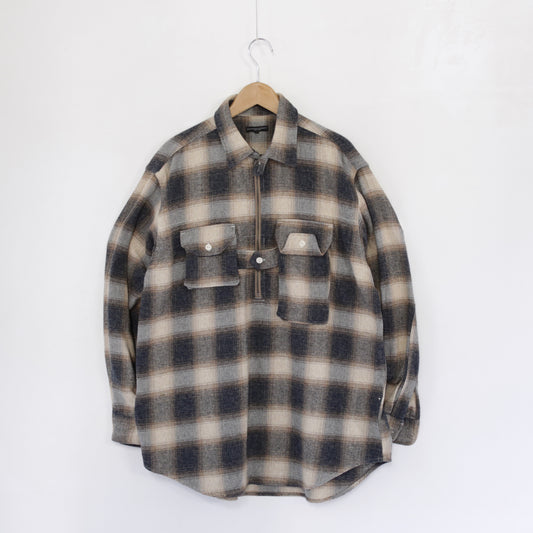 Binocular Shirt - Cotton Heavy Shadow Plaid Flannel｜Khaki