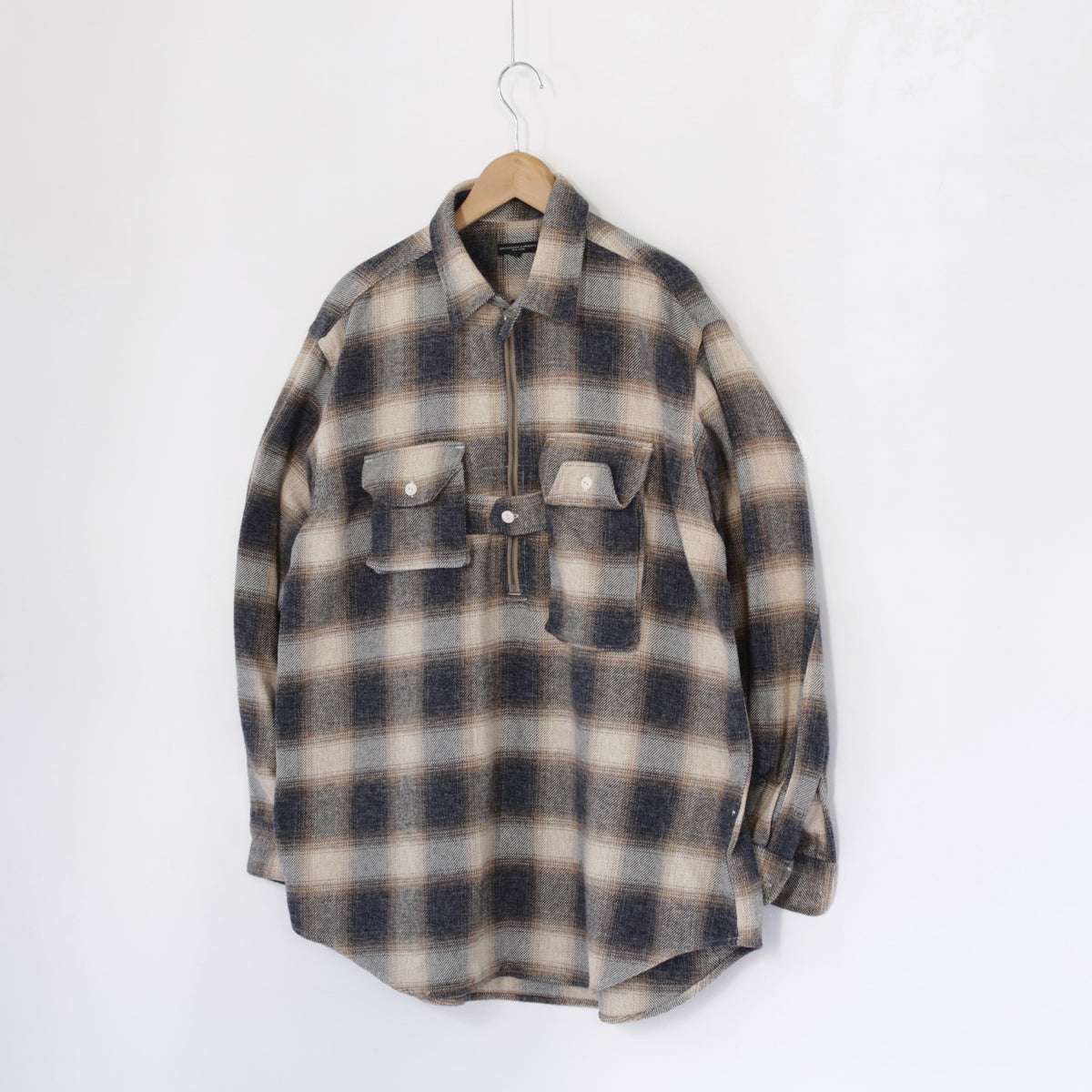 Binocular Shirt - Cotton Heavy Shadow Plaid Flannel｜Khaki