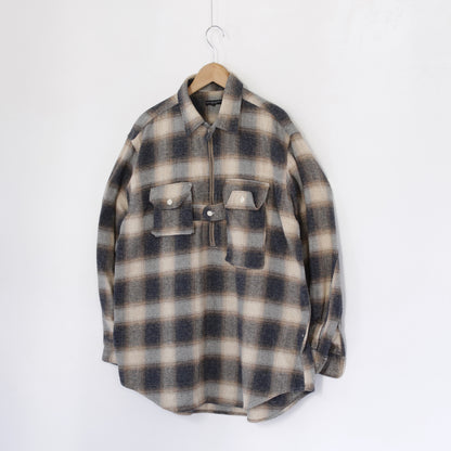 Binocular Shirt - Cotton Heavy Shadow Plaid Flannel｜Khaki
