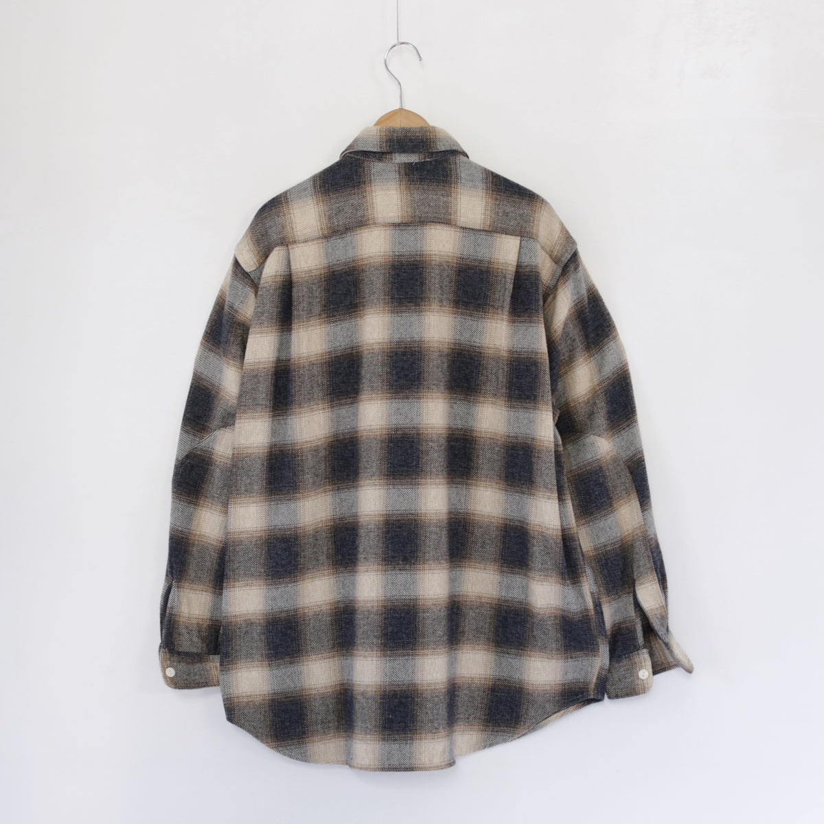 Binocular Shirt - Cotton Heavy Shadow Plaid Flannel｜Khaki