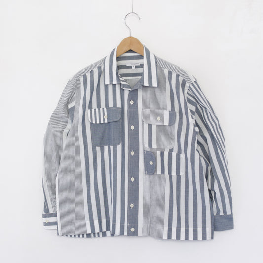 Bowling Shirt - Stripe Cotton Chambray｜Blue/White