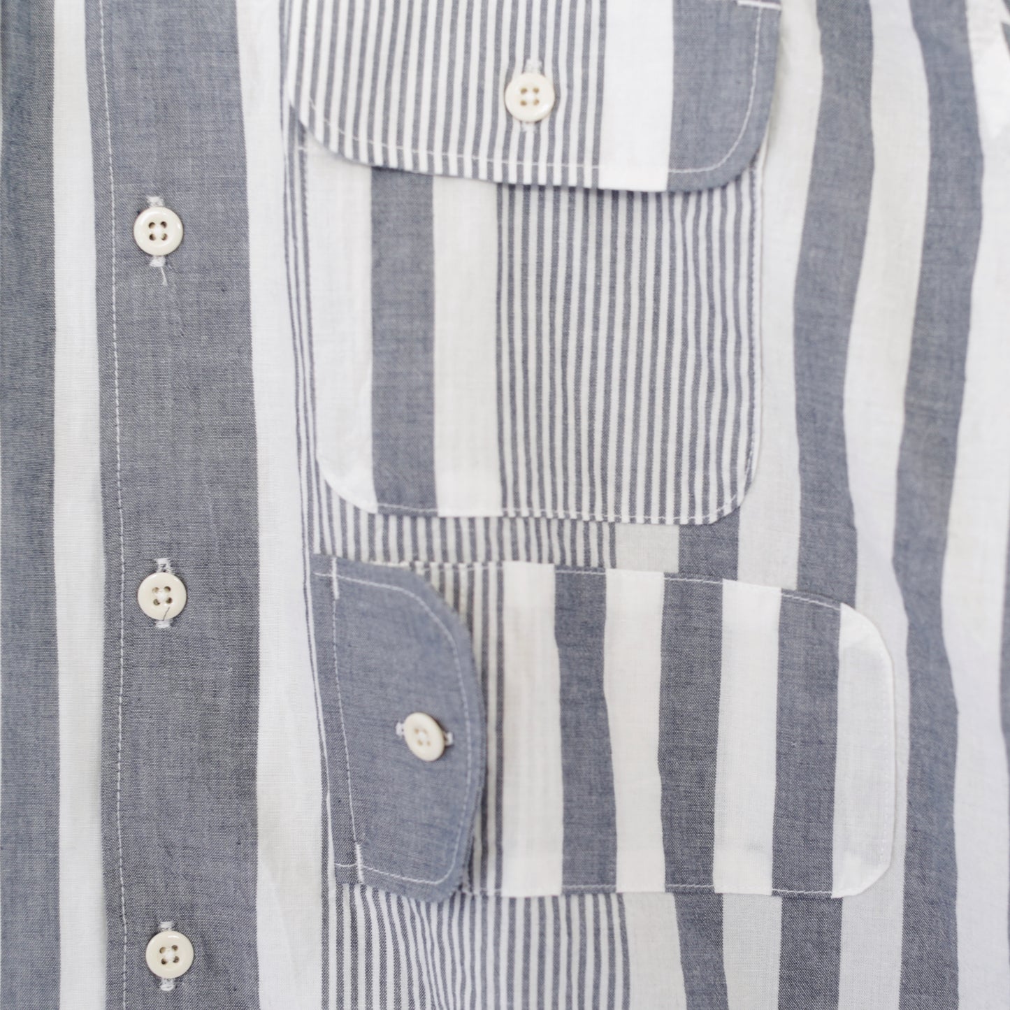Bowling Shirt - Stripe Cotton Chambray｜Blue/White