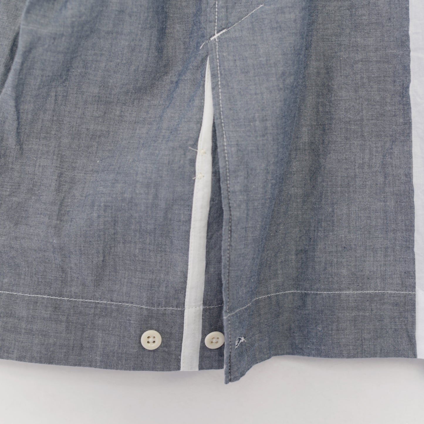 Bowling Shirt - Stripe Cotton Chambray｜Blue/White