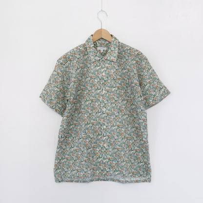 Camp Shirt - Small flower Cotton Lawn｜Blue