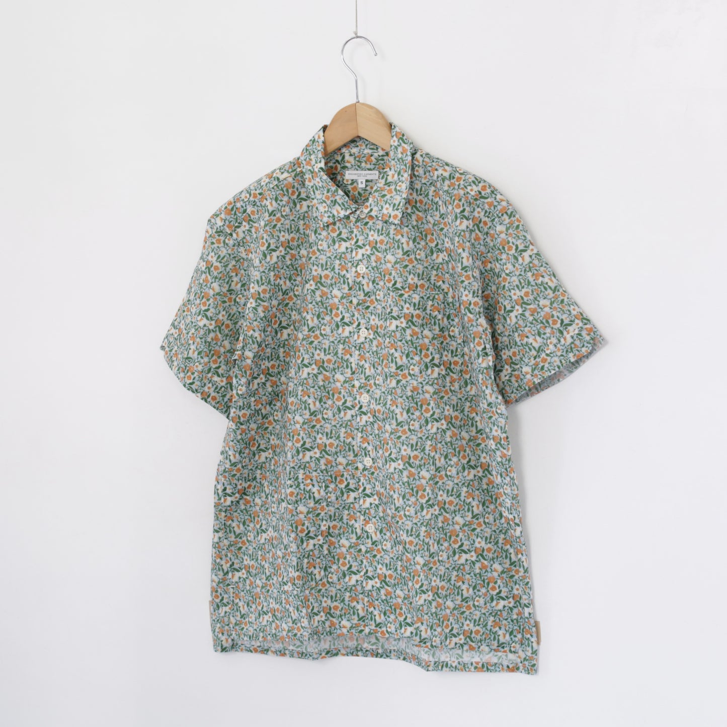 Camp Shirt - Small flower Cotton Lawn｜Blue