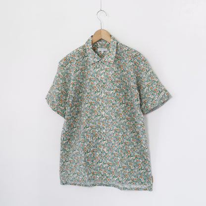 Camp Shirt - Small flower Cotton Lawn｜Blue