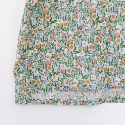 Camp Shirt - Small flower Cotton Lawn｜Blue