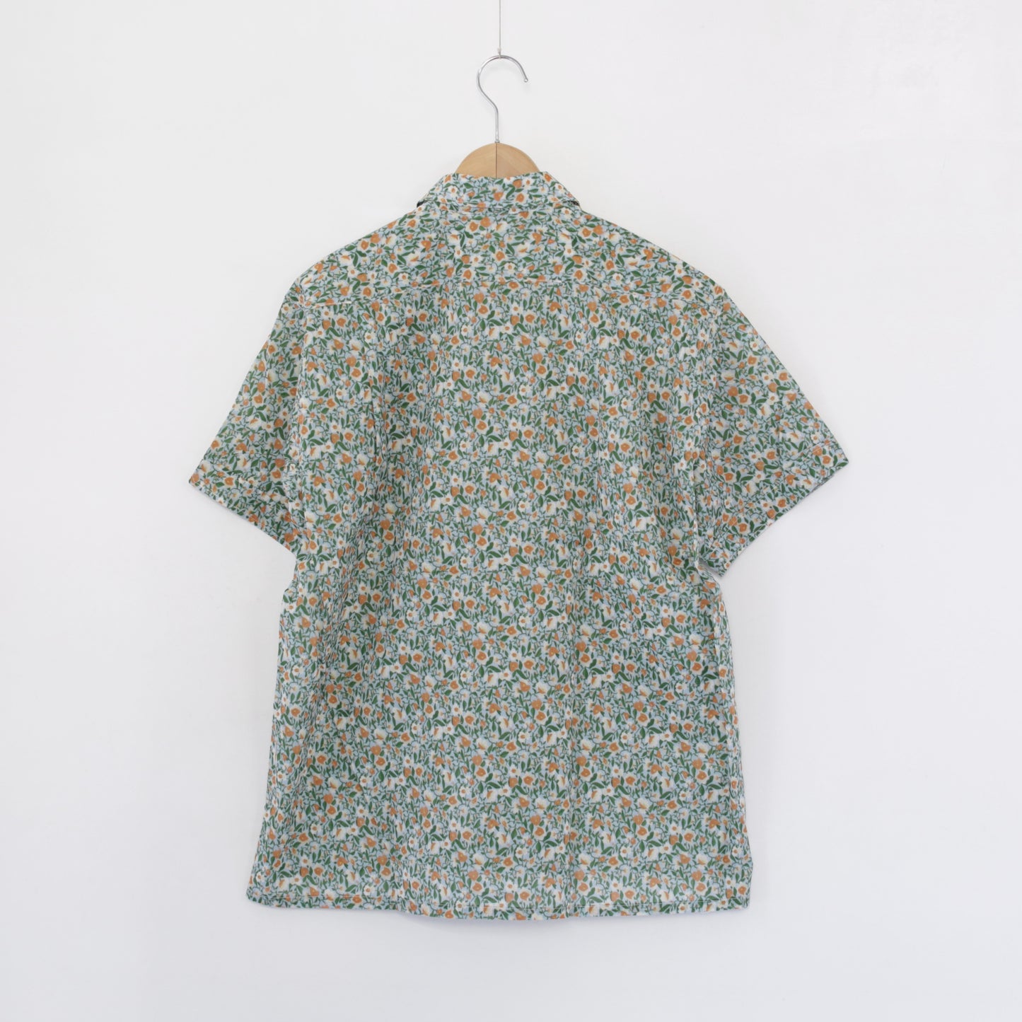 Camp Shirt - Small flower Cotton Lawn｜Blue