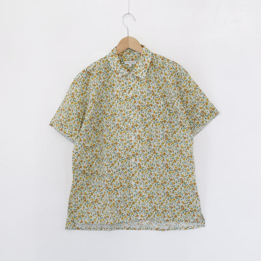 Camp Shirt - Small flower Cotton Lawn｜Yellow