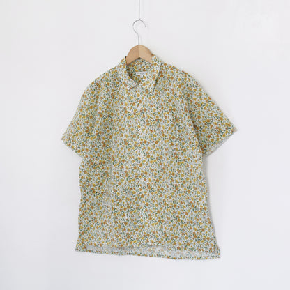 Camp Shirt - Small flower Cotton Lawn｜Yellow