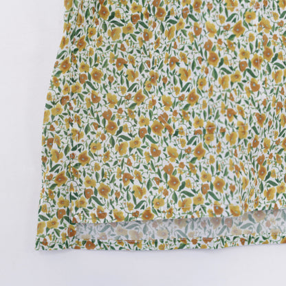 Camp Shirt - Small flower Cotton Lawn｜Yellow