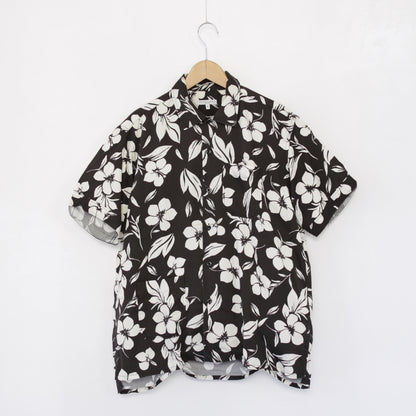 Camp Shirt - Tencel floral Print｜Black/Natural