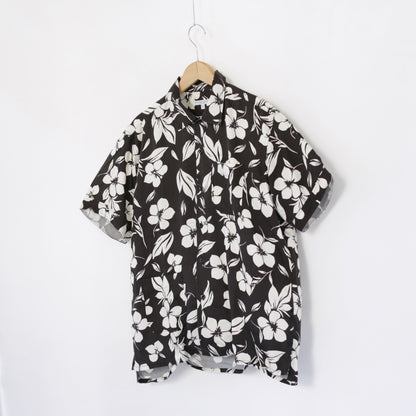 Camp Shirt - Tencel floral Print｜Black/Natural
