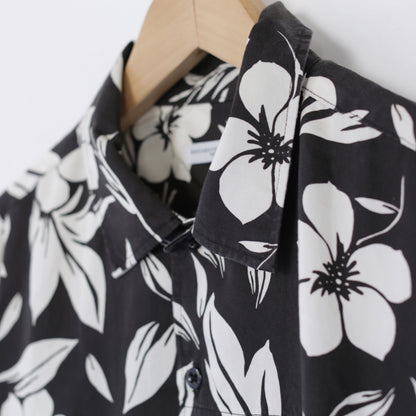 Camp Shirt - Tencel floral Print｜Black/Natural