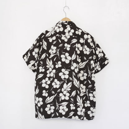 Camp Shirt - Tencel floral Print｜Black/Natural