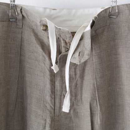 Carlyle Pant - Linen Glenplaid｜Beige