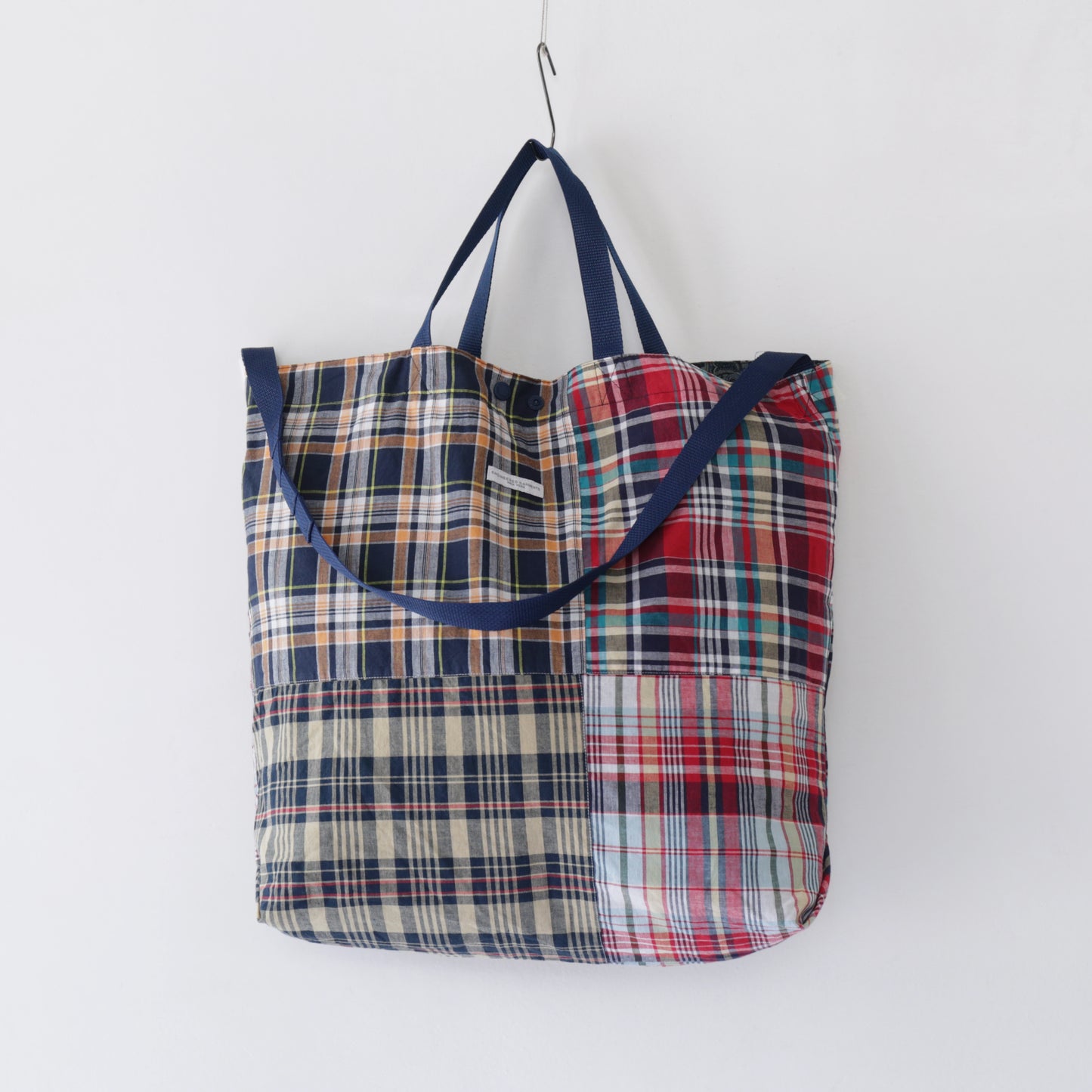 Carry All Tote - Square Patchwork Madras｜Navy