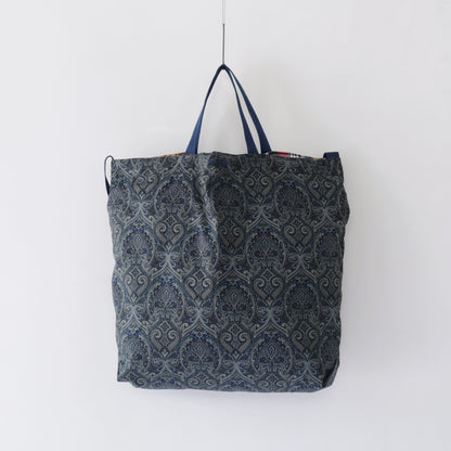 Carry All Tote - Square Patchwork Madras｜Navy