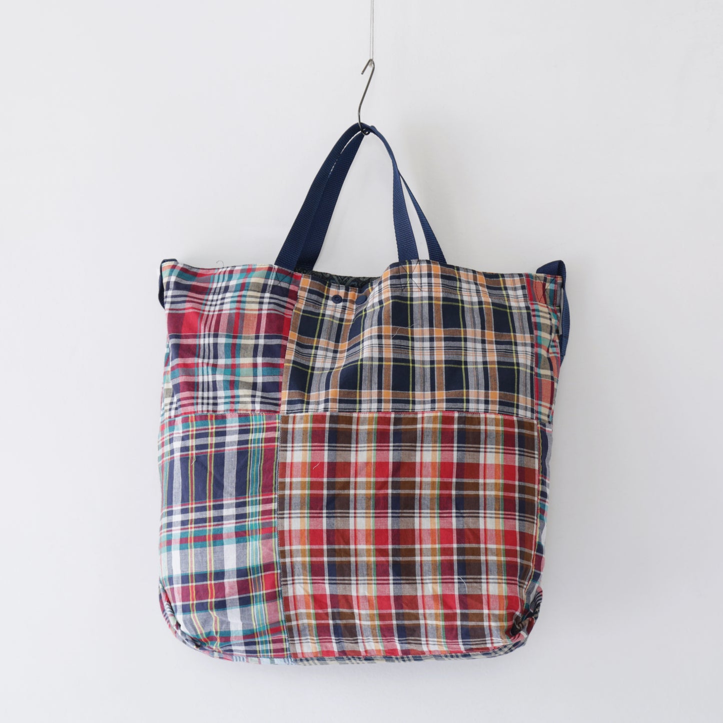 Carry All Tote - Square Patchwork Madras｜Navy