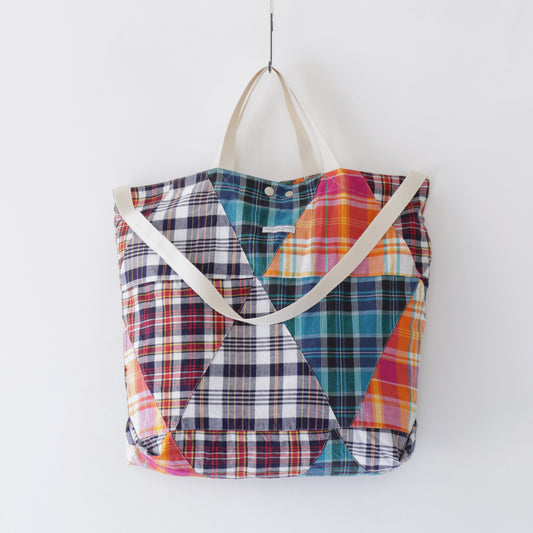 Carry All Tote - Triangle Patchwork Madras｜Multi Color