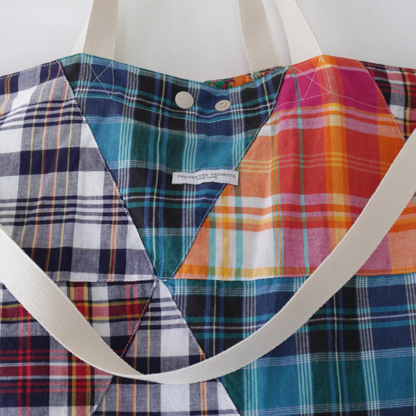 Carry All Tote - Triangle Patchwork Madras｜Multi Color