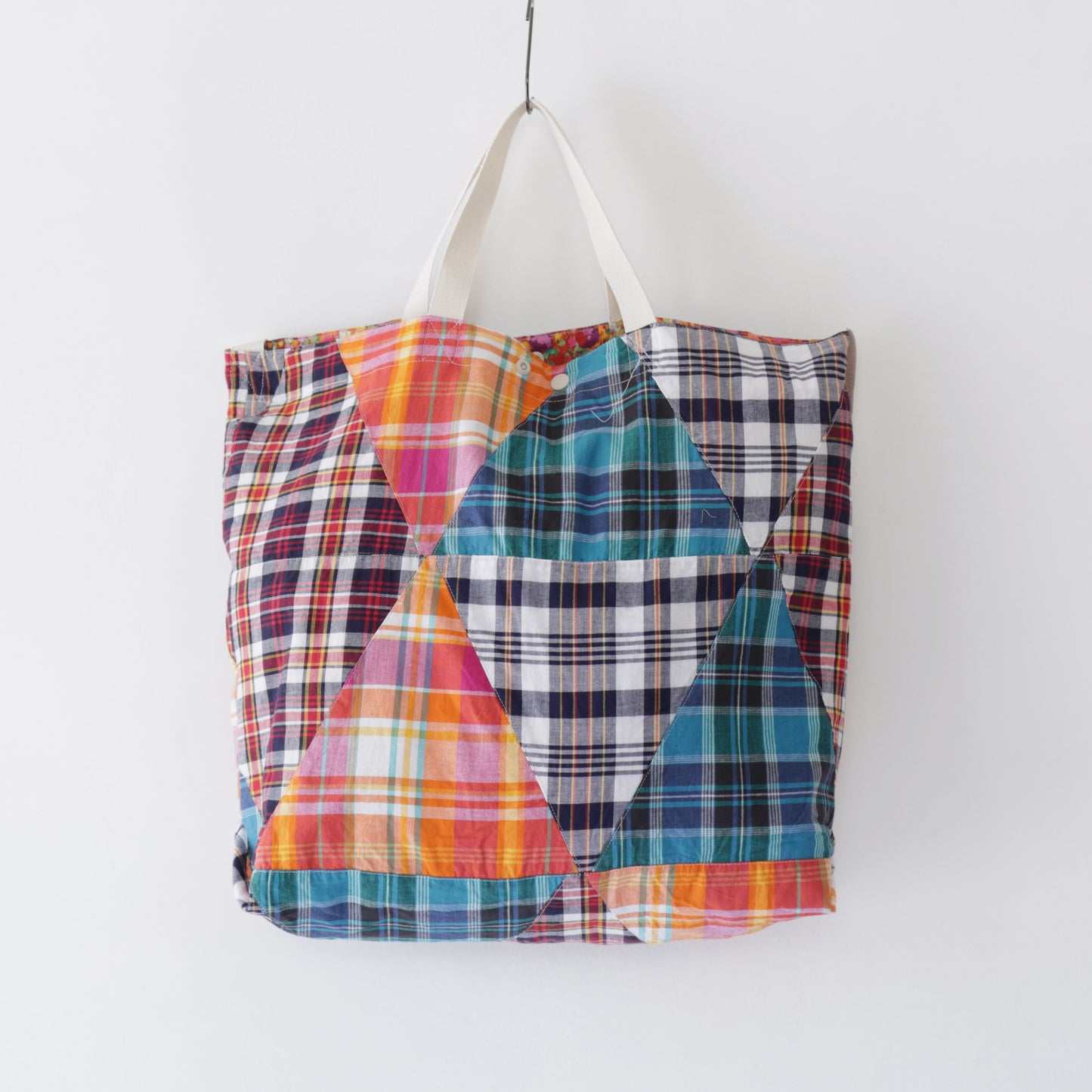 Carry All Tote - Triangle Patchwork Madras｜Multi Color