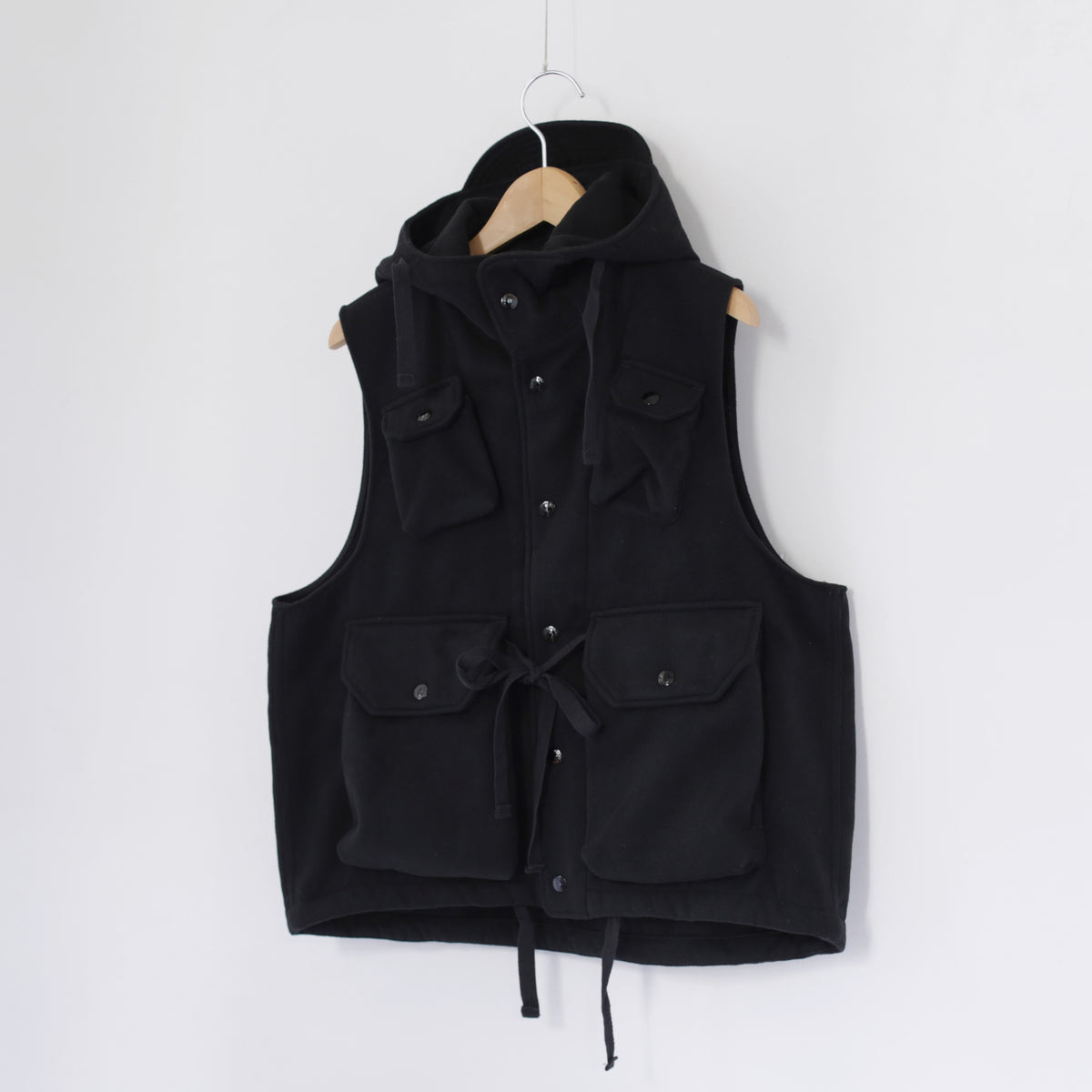 Field Vest - Polyester Fake Melton｜Black
