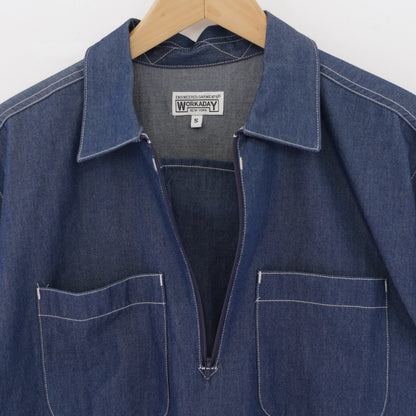 Half Zip Shirt- 4.5oz Denim Shirting｜Indigo