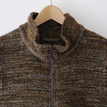 High Mock knit Vest - Poly Wool Melange Knit｜Brown