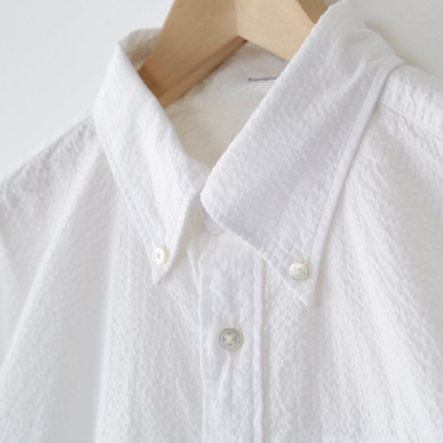 Popover BD Shirt - Tone&Tone Seersucker｜White