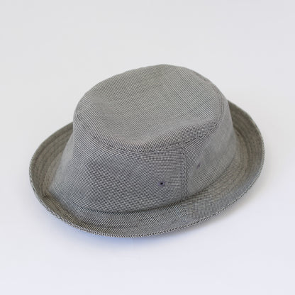 Porkpie Hat - Micro Houndstooth Tropical Wool｜Grey