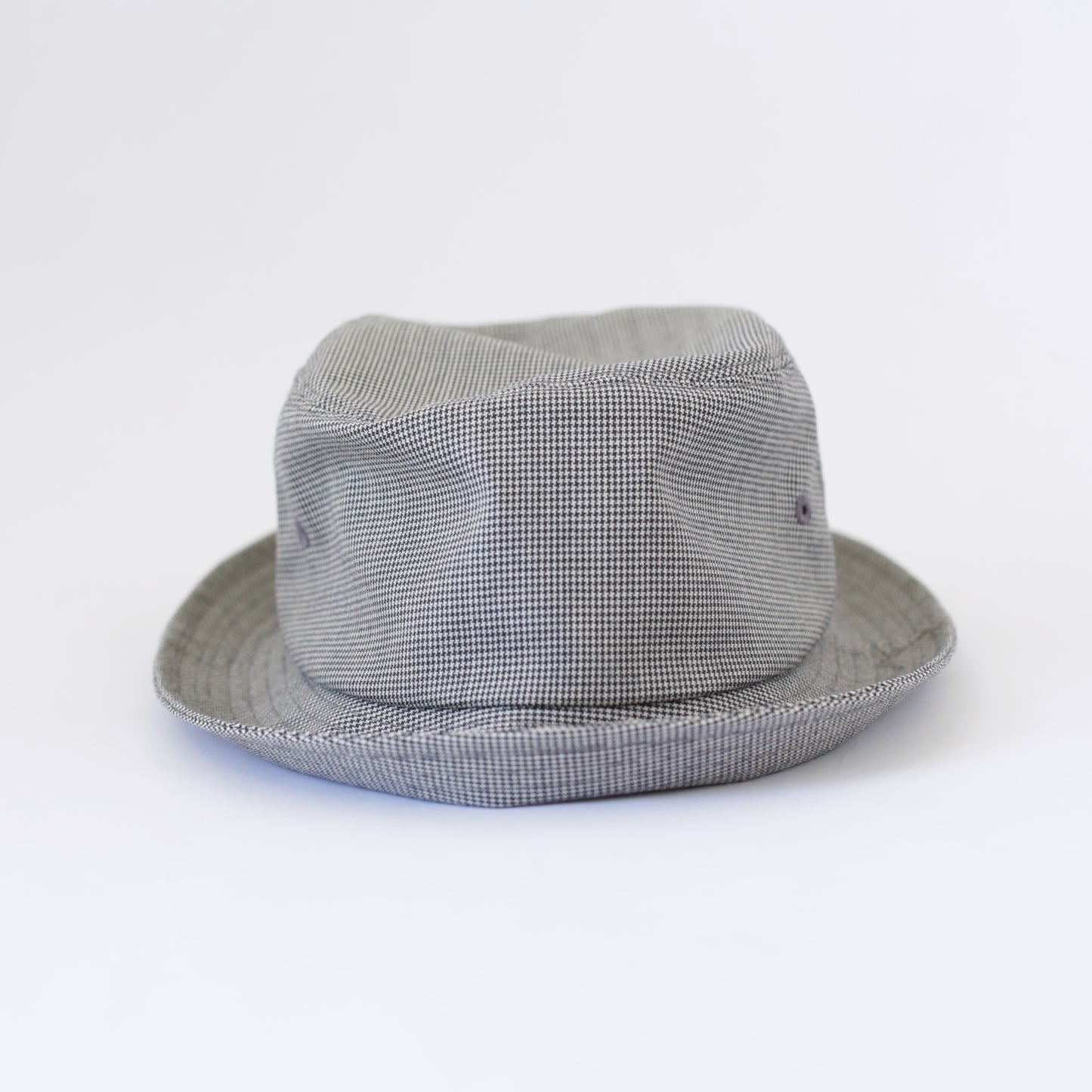 Porkpie Hat - Micro Houndstooth Tropical Wool｜Grey