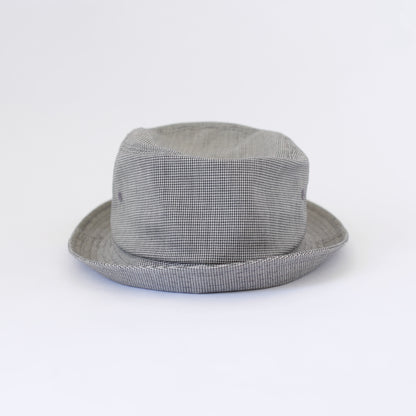 Porkpie Hat - Micro Houndstooth Tropical Wool｜Grey