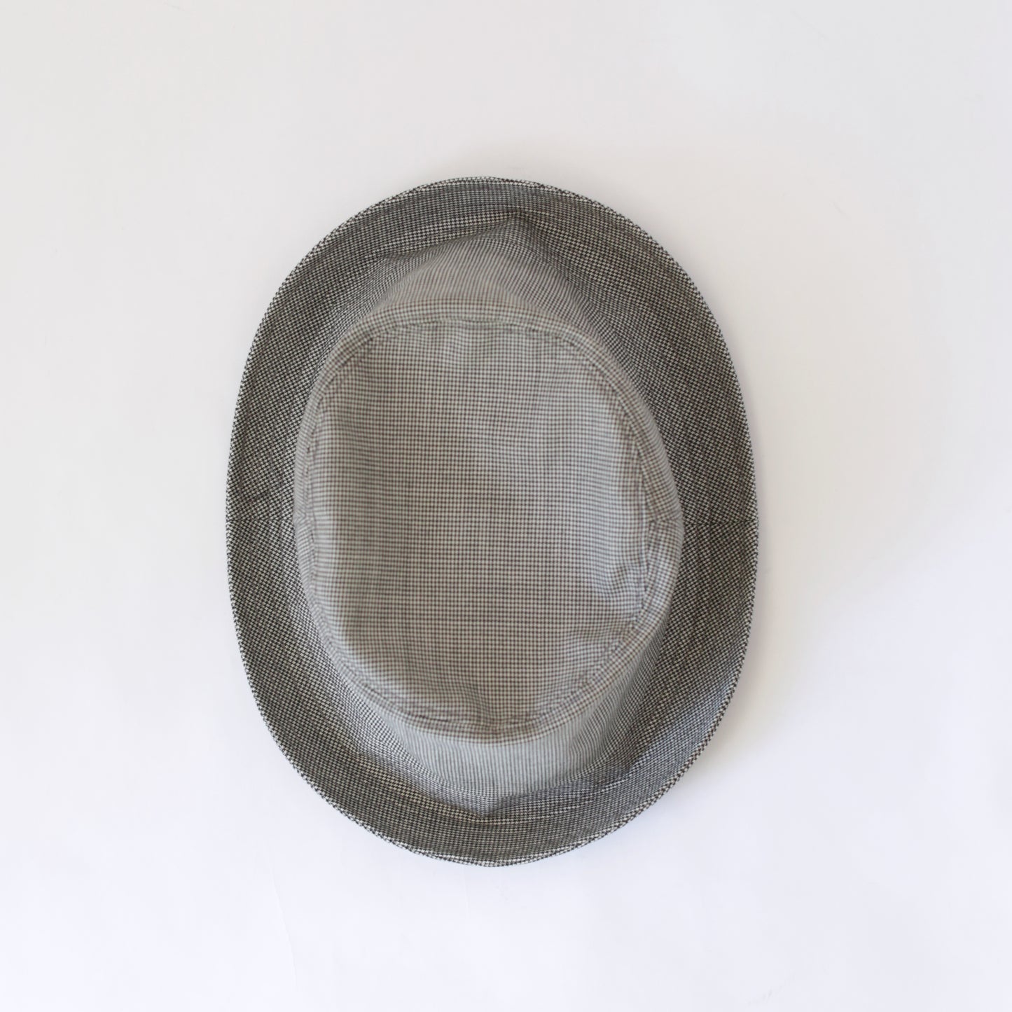 Porkpie Hat - Micro Houndstooth Tropical Wool｜Grey