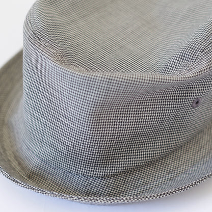 Porkpie Hat - Micro Houndstooth Tropical Wool｜Grey