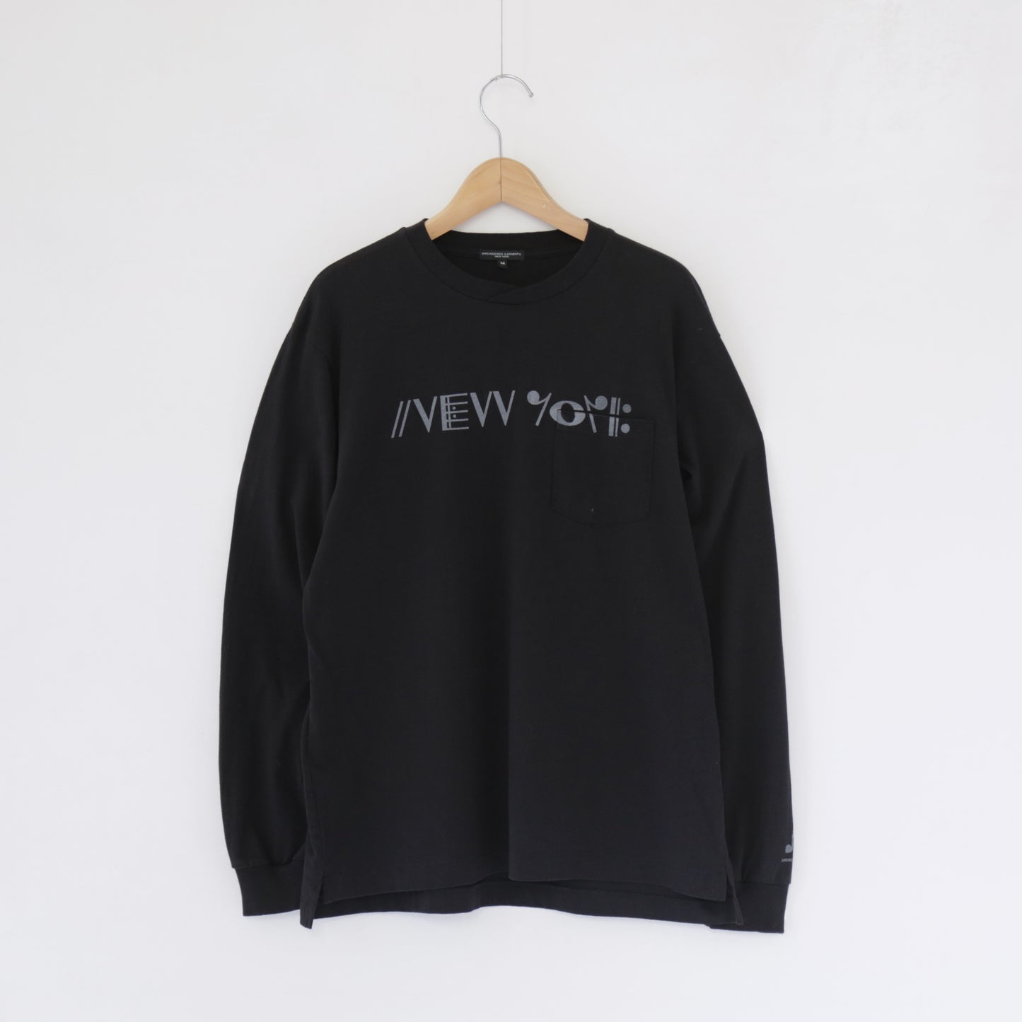 Printed Cross Crewneck L/S T - NY｜Black