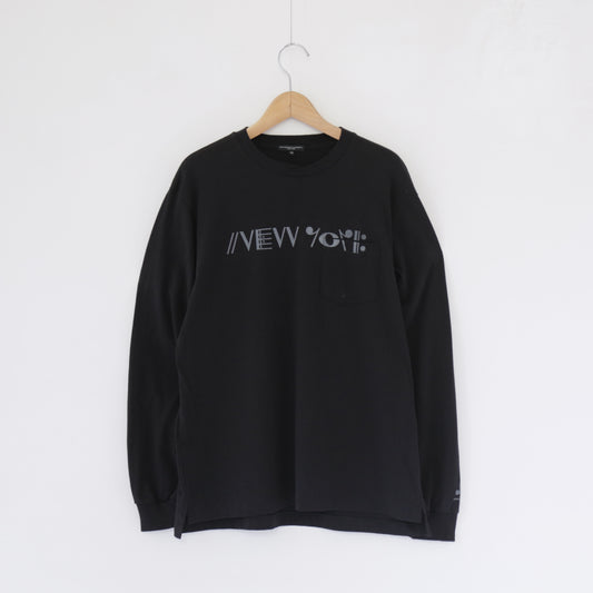 Printed Cross Crewneck L/S T - NY｜Black