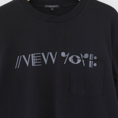 Printed Cross Crewneck L/S T - NY｜Black