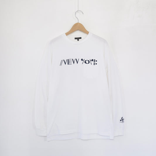 Printed Cross Crewneck L/S T - NY｜White