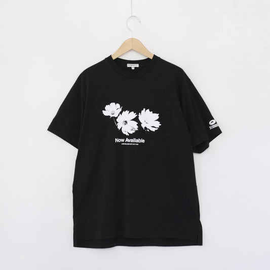 Printed Cross Crewneck T - Flower｜Black