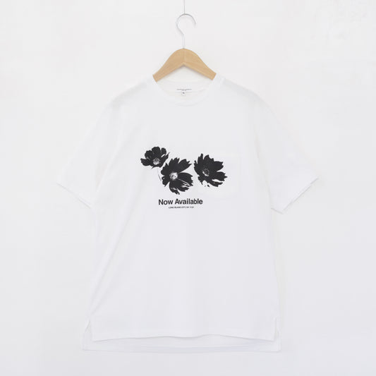 Printed cross crewneck T - Flower｜White