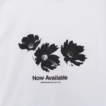 Printed cross crewneck T - Flower｜White