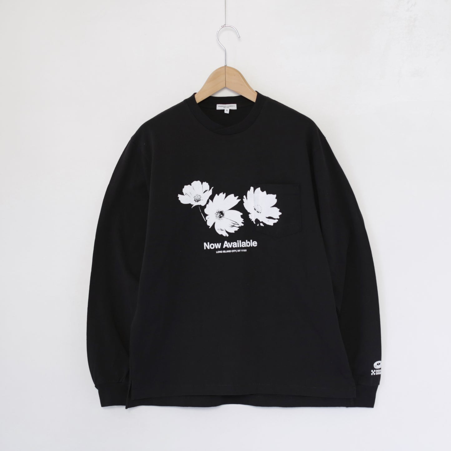 Printed Cross Crewneck L/S T - Flower｜Black