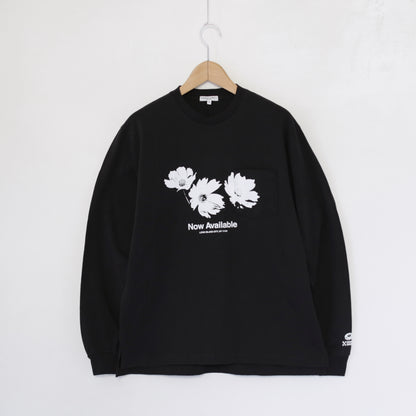 Printed Cross Crewneck L/S T - Flower｜Black