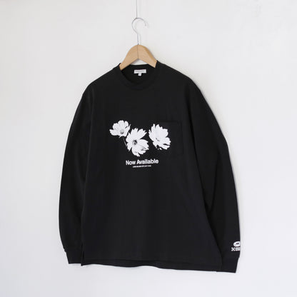 Printed Cross Crewneck L/S T - Flower｜Black