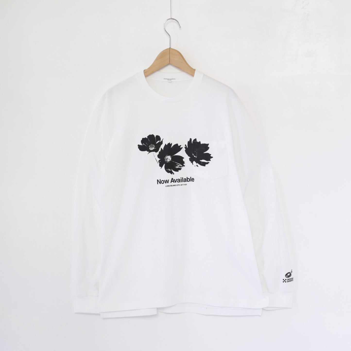 Printed Cross Crewneck L/S T - Flower｜White