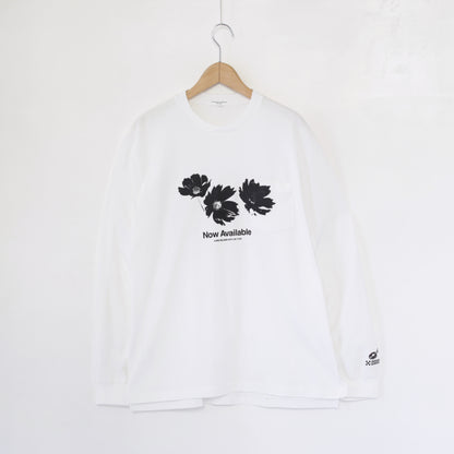 Printed Cross Crewneck L/S T - Flower｜White