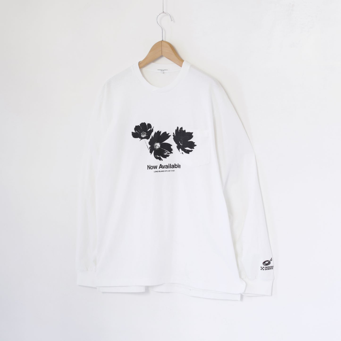 Printed Cross Crewneck L/S T - Flower｜White